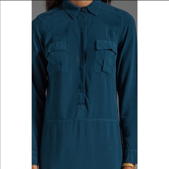 Splendid Long Sleeve Shirt Dress in Deep Teal XS - Picture 8 of 8